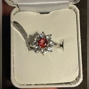 Gorgeous Ruby & White Topaz Ring
Sterling Silver Created Stones
Size:8